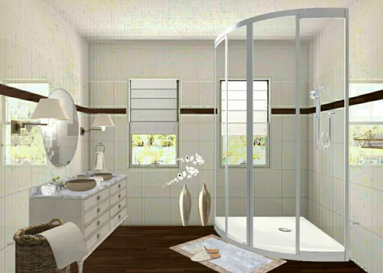 Salle de bain beige Design Rendering