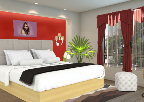 Classy red Bedroom Design Rendering