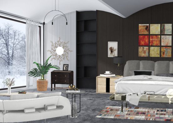 Boho modern bedroom oasis  Design Rendering