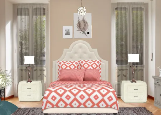 Cozy single's bedroom for someone who wants to relax and enjoy the beautiful floral surroundings  Design Rendering