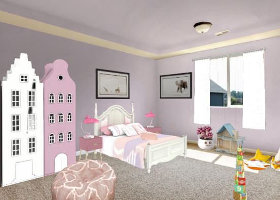 Girls pink room Design Rendering