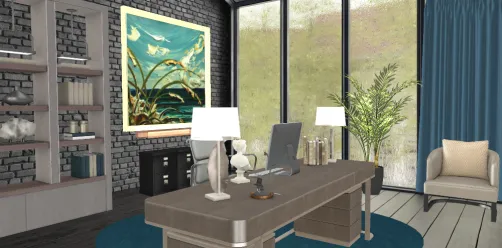 Golden blue office