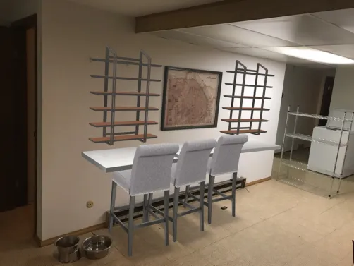 downstairs