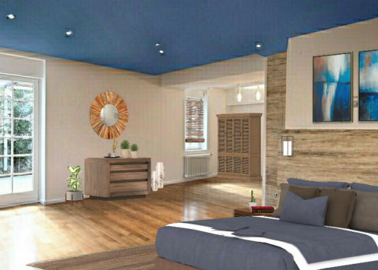Wood and blue Design Rendering
