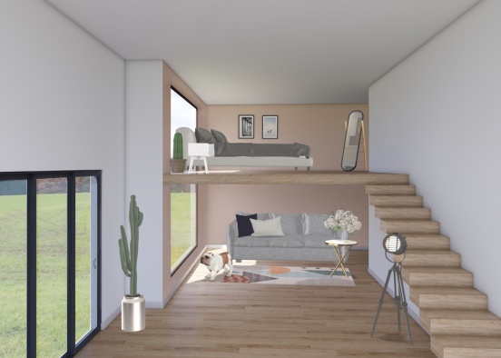 my living and sleeping room Design Rendering