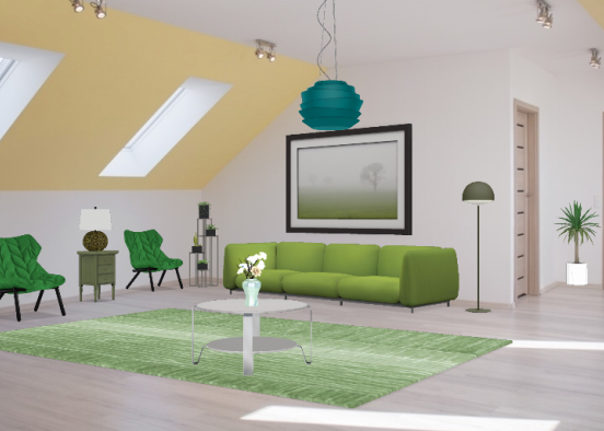 Lime green living room Design Rendering
