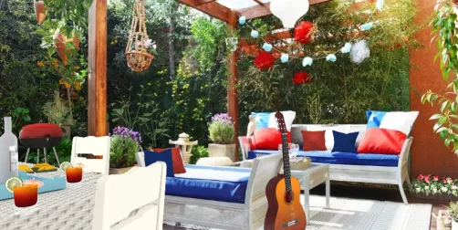 Terraza temática celebración en familia Fiestas Patrias en Chile 🇨🇱🇨🇱🇨🇱