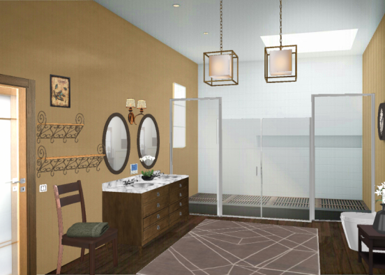 Beautiful Brown Bathroom Design Rendering