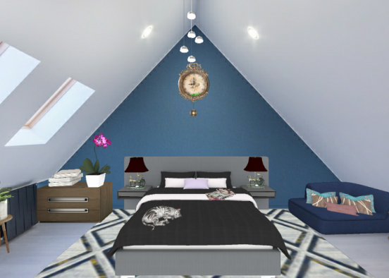 Attic Bedroom Design Rendering
