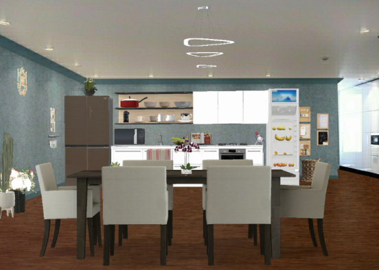 Kitchen; Dining Room Design Rendering