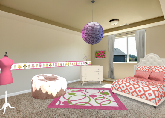 Pink girly room Design Rendering