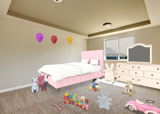 little girls messy room Design Rendering
