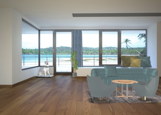 the beach front living room  Design Rendering