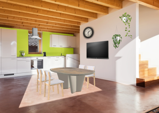 Green kitchen Design Rendering