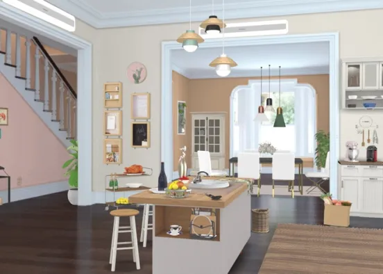 kitchen and dining room  Design Rendering