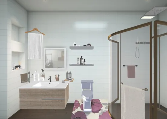 My bathroom with to many towels. Design Rendering