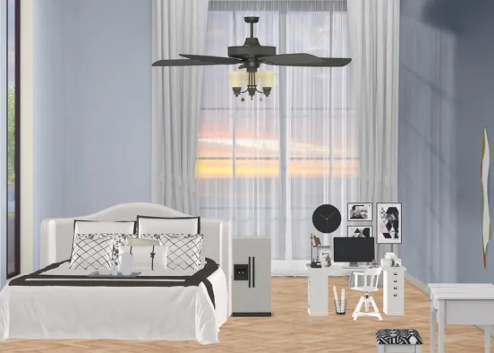 My go stop black and white themed room Design Rendering