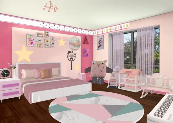 My pink 9 year old room Design Rendering