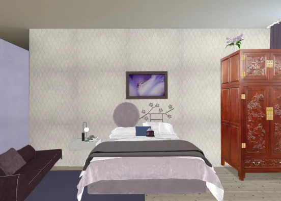 Lilac bedroom  Design Rendering