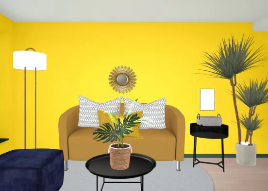 Mustard Living Room  Design Rendering