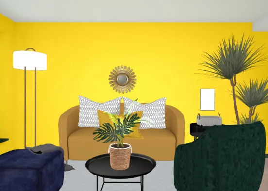 Yellow Living Room  Design Rendering