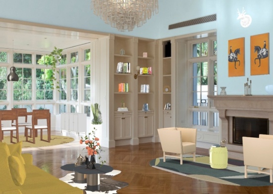 Colorful Living Room Design Rendering