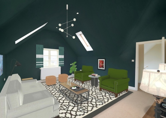 Green Sitting Room Design Rendering