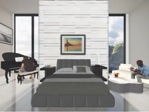 habitación moderna con piano
