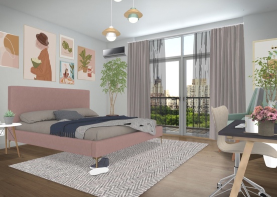 Warm Pinks Cosy Bedroom Design Rendering