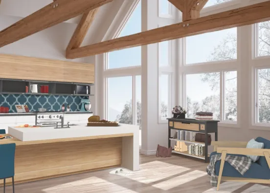 Ski Holiday Home Kitchen  Design Rendering