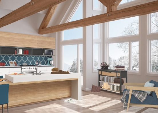 Ski Holiday Home Kitchen  Design Rendering