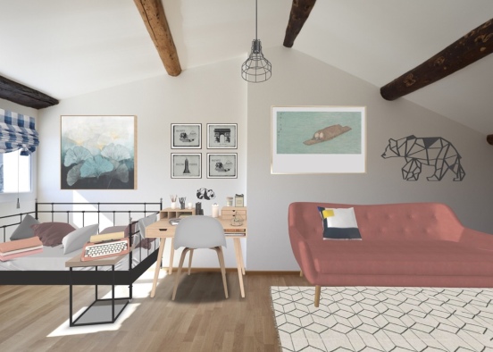hodge lodge cabin inspired bedroom\spare room Design Rendering