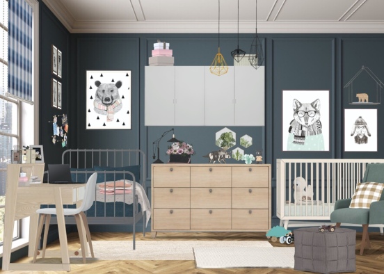 Kids city apartment bedroom Design Rendering