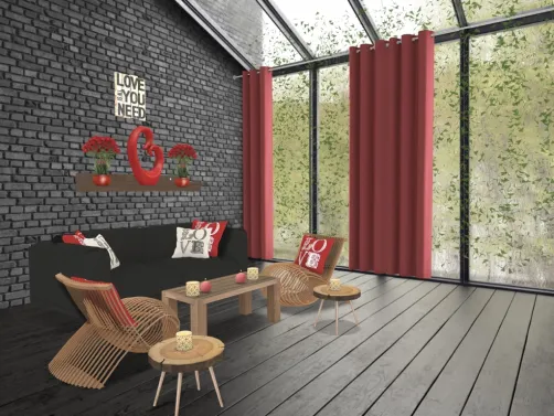romantic room with natural wood