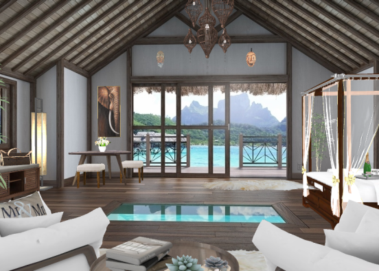 Habitación de hotel en Bali Design Rendering