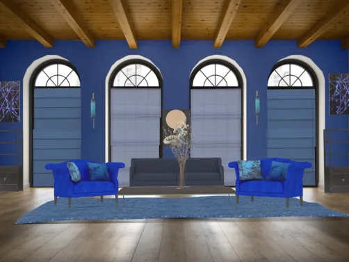 Blue monochromatic room