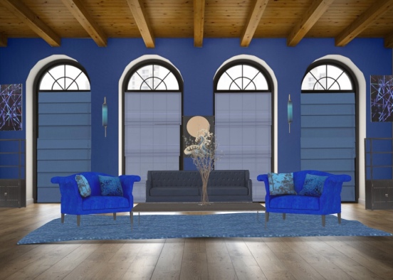 Blue monochromatic room Design Rendering