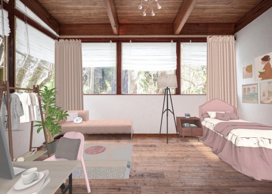 Pretty’n’Pink Bedroom Design Rendering