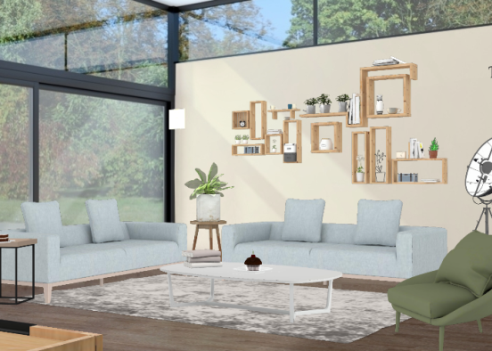 Living room jungle villa Design Rendering
