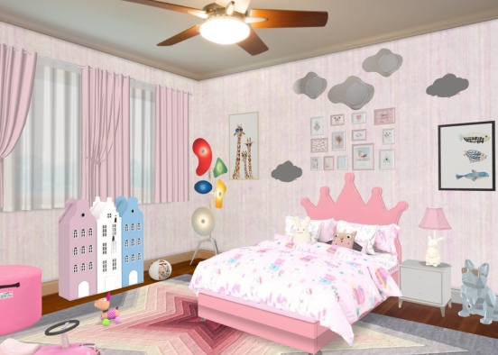 pink kids room Design Rendering