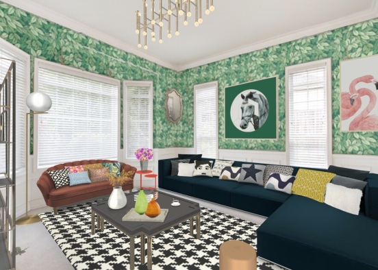 Mix and match arty living room Design Rendering