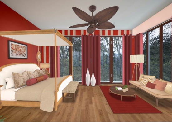 Luxurious Asian Inside Modern Cabin  Design Rendering
