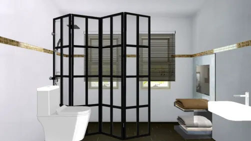 Baño con mosaico, tonalidad blanco y negro