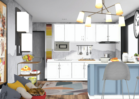 Small apartment kitchen Design Rendering
