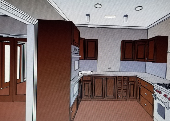 Residental Interior Kitchen  Design Rendering