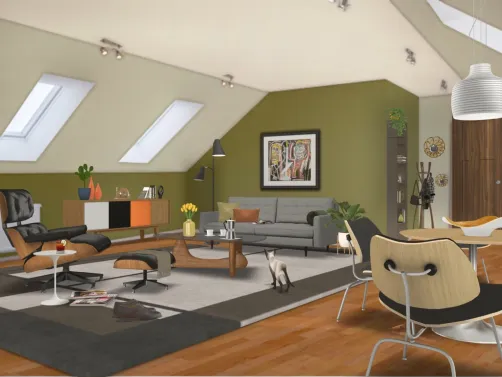Eames and Saarinen, Sideboards, Walnut, olive and orange. These are Mid Century to me, not personally a favourite style, but was fun to do.