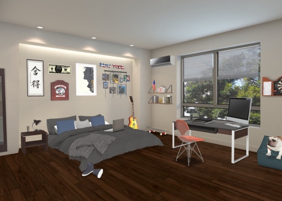 Bedroom of a teen boi Design Rendering