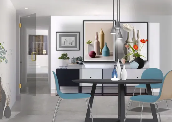Morandi Colour dining room  Design Rendering