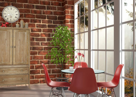 Brick dining room Design Rendering