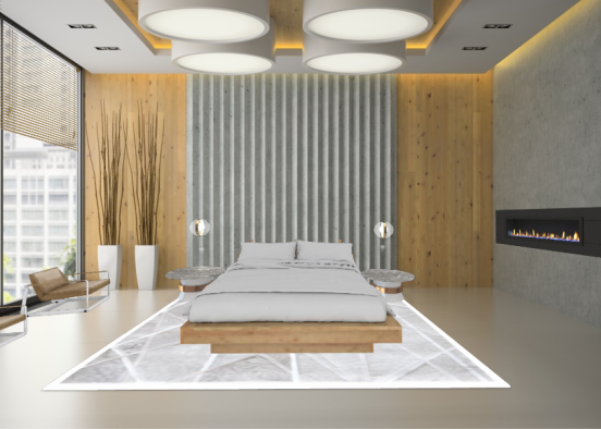 Bedroom Seúl Wood Design Rendering